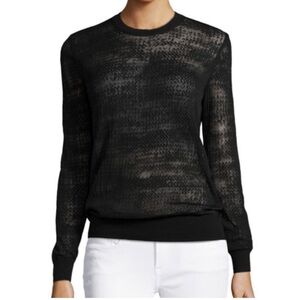 THEORY Jaidyn P‎ Exhibit Sheer Burnout Sweater Black P